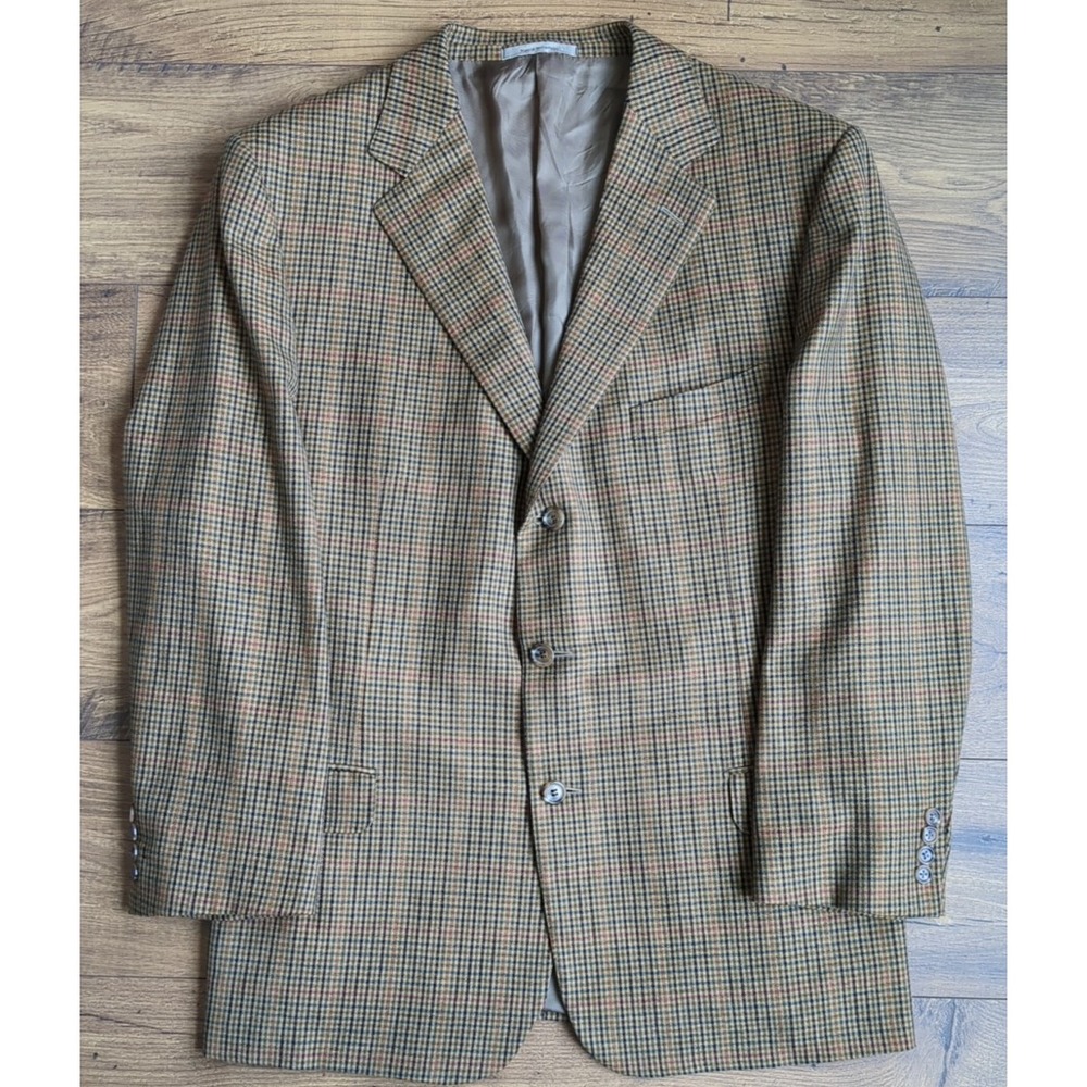 Ermenegildo Zegna 3 Button 100% Wool Made‎ in Switzerland Houndstooth Blazer 44R